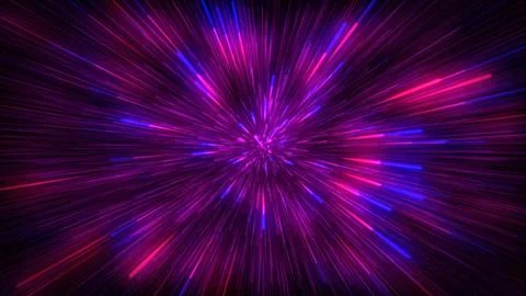 Abstract background in blue, red and purple neon glow colors. Speed of light  Illustrazione stock