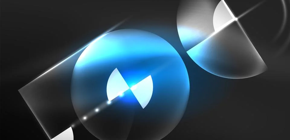 Abstract background blue shiny glowing neon color round elements and circles Illustrazione stock