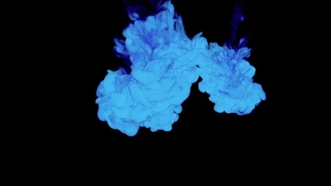 ABSTRACT BACKGROUND. BLUE SMOKE or BLUE INK IN WATER SERIES ON BLACK. 3d render Stock Footage