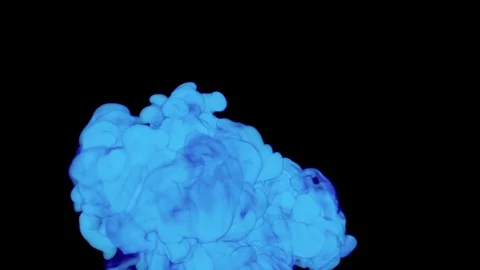 ABSTRACT BACKGROUND. BLUE SMOKE or BLUE INK IN WATER SERIES ON BLACK. 3d render Stock Footage 74845989