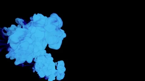 ABSTRACT BACKGROUND. BLUE SMOKE or BLUE INK IN WATER SERIES ON BLACK. 3d render Stock Footage 75484485