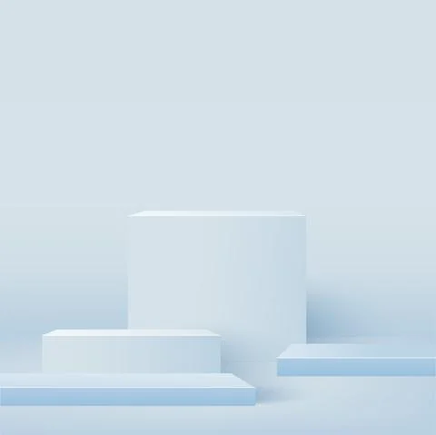 Abstract background with blue square geometric 3d podiums. Vector illustratio Stock Illustration