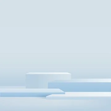 Abstract background with blue square geometric 3d podiums. Vector illustratio Stock Illustration