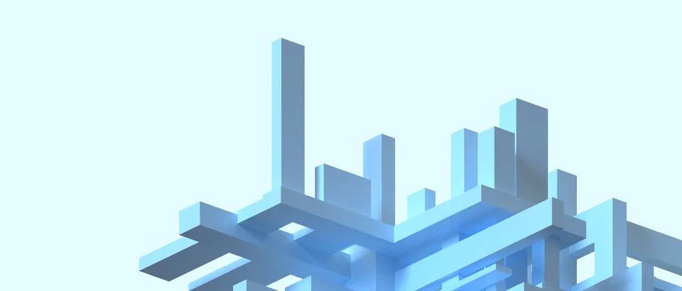 Abstract background with blue square geometric shapes in business ideas Illustrazione stock