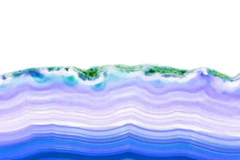 Abstract background, blue striped slice mineral cross section isolated on whi Stock Photos
