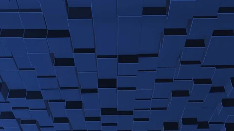 Abstract background with blue wall of moving cubic surface. Stock Footage 124499318