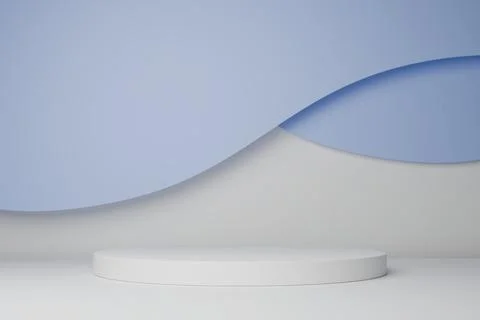 Abstract background with blue waves and empty podium, cool minimal design Stock Illustration