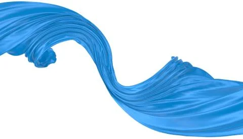 Abstract background of blue wavy silk or satin. 3d rendering image. Stock Illustration