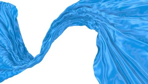 Abstract background of blue wavy silk or satin. 3d rendering image. Stock Illustration