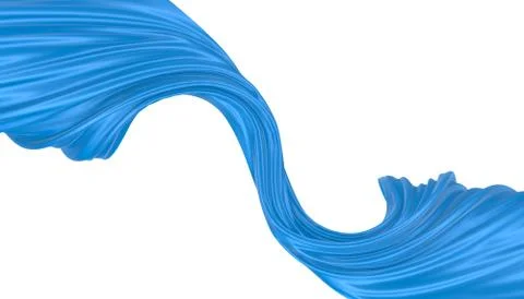 Abstract background of blue wavy silk or satin. 3d rendering image. Illustrazione stock
