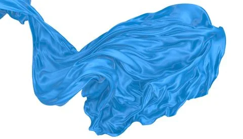 Abstract background of blue wavy silk or satin. 3d rendering image. Stock Illustration