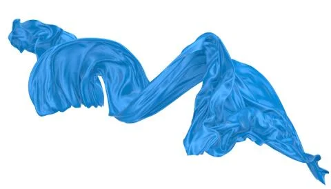 Abstract background of blue wavy silk or satin. 3d rendering image. Stock Illustration