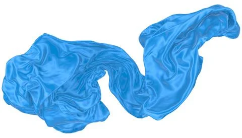 Abstract background of blue wavy silk or satin. 3d rendering image. Stock Illustration