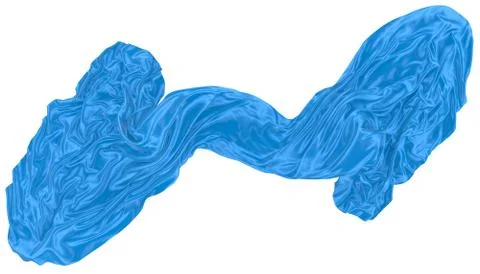 Abstract background of blue wavy silk or satin. 3d rendering image. Illustrazione stock