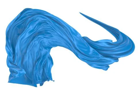 Abstract background of blue wavy silk or satin. 3d rendering image. Stock Illustration