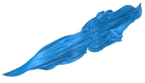Abstract background of blue wavy silk or satin. 3d rendering image. Stock Illustration