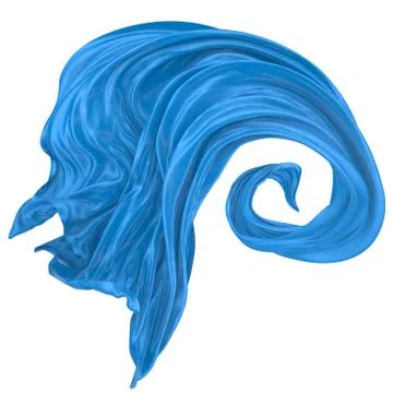 Abstract background of blue wavy silk or satin. 3d rendering image. Illustrazione stock