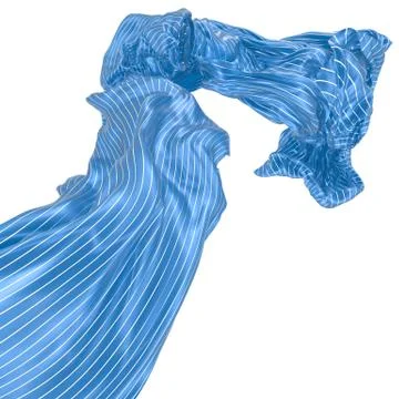 Abstract background of blue wavy silk or satin with metal stripes. 3d renderi Stock Illustration