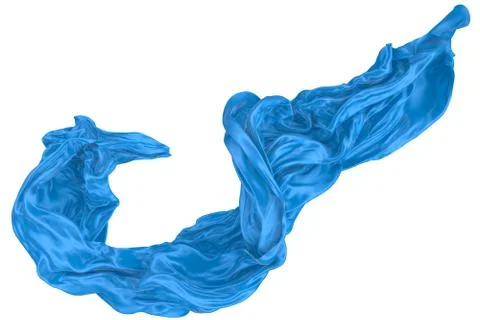 Abstract background of blue wavy silk or satin. 3d rendering image. Stock Illustration