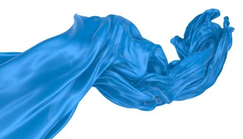 Abstract background of blue wavy silk or satin. 3d rendering image. Stock Illustration