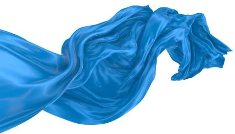 Abstract background of blue wavy silk or satin. 3d rendering image. Stock Illustration