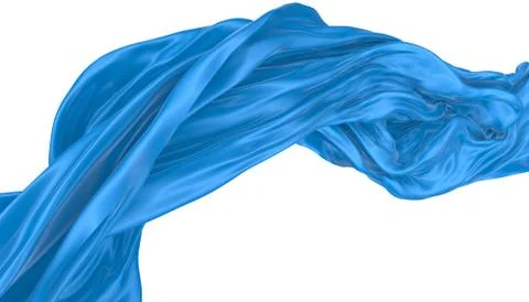 Abstract background of blue wavy silk or satin. 3d rendering image. Stock Illustration
