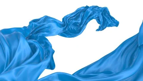 Abstract background of blue wavy silk or satin. 3d rendering image. Stock Illustration