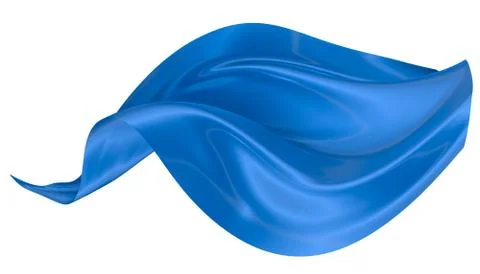 Abstract background of blue wavy silk or satin. 3d rendering image. Stock Illustration