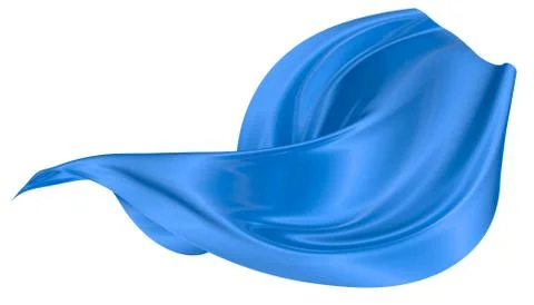 Abstract background of blue wavy silk or satin. 3d rendering image. Stock Illustration