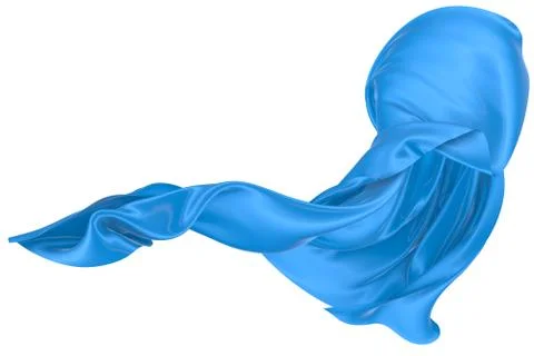 Abstract background of blue wavy silk or satin. 3d rendering image. Stock Illustration