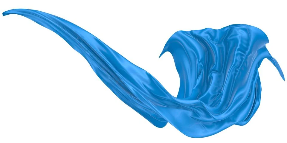 Abstract background of blue wavy silk or satin. 3d rendering image. Stock Illustration
