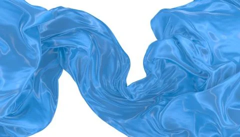 Abstract background of blue wavy silk or satin. 3d rendering image. Stock Illustration