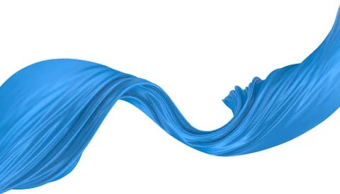 Abstract background of blue wavy silk or satin. 3d rendering image. Stock Illustration