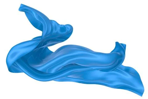 Abstract background of blue wavy silk or satin. 3d rendering image. Stock Illustration