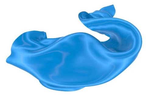 Abstract background of blue wavy silk or satin. 3d rendering image. Stock Illustration