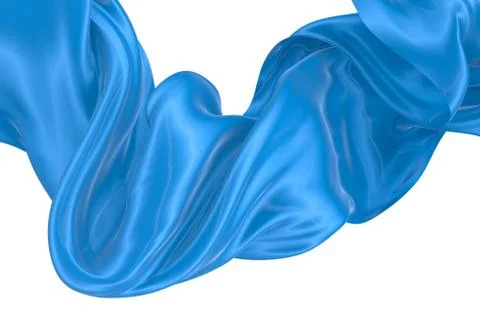 Abstract background of blue wavy silk or satin. 3d rendering image. Stock Illustration