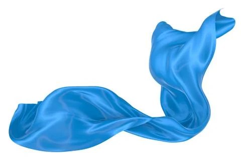 Abstract background of blue wavy silk or satin. 3d rendering image. Stock Illustration