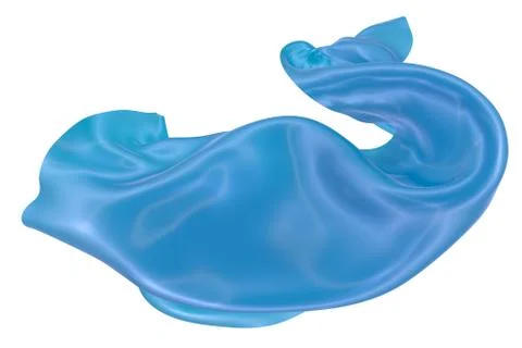 Abstract background of blue wavy silk or satin. 3d rendering image. Stock Illustration