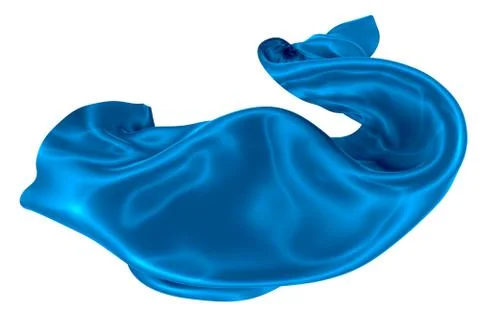 Abstract background of blue wavy silk or satin. 3d rendering image. Stock Illustration