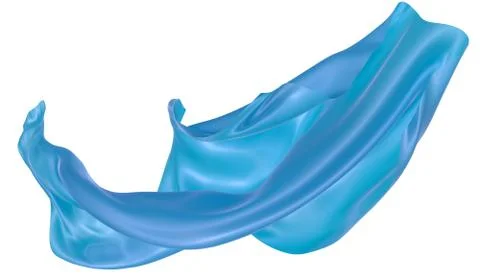 Abstract background of blue wavy silk or satin. 3d rendering image. Stock Illustration