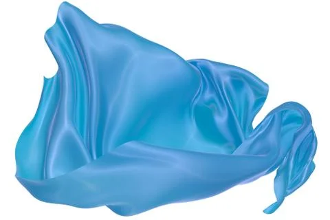 Abstract background of blue wavy silk or satin. 3d rendering image. Stock Illustration