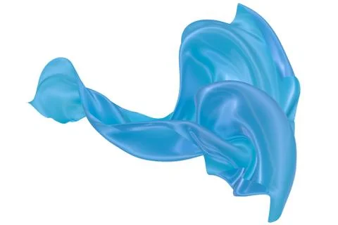 Abstract background of blue wavy silk or satin. 3d rendering image. Stock Illustration