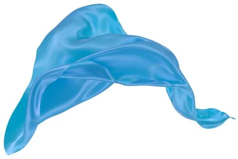 Abstract background of blue wavy silk or satin. 3d rendering image. Stock Illustration