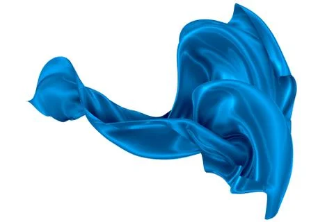 Abstract background of blue wavy silk or satin. 3d rendering image. Stock Illustration