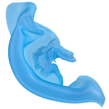 Abstract background of blue wavy silk or satin. 3d rendering image. Stock Illustration