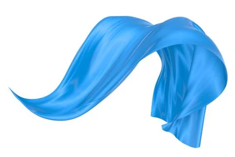 Abstract background of blue wavy silk or satin. 3d rendering image. Stock Illustration