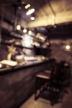 Abstract background blur of bar rack on restaurant Stock Photos