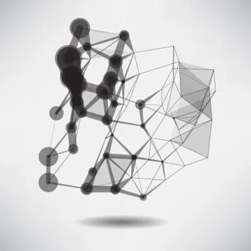 Abstract background with blur dots and lines on theme digital te Stock Illustration