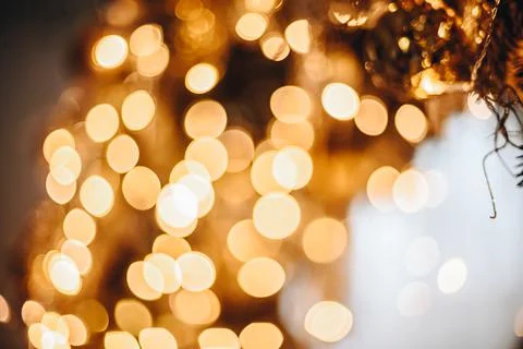 Abstract Background with Blurred Round Lights. Christmas Screensaver. Beautif Stock Photos