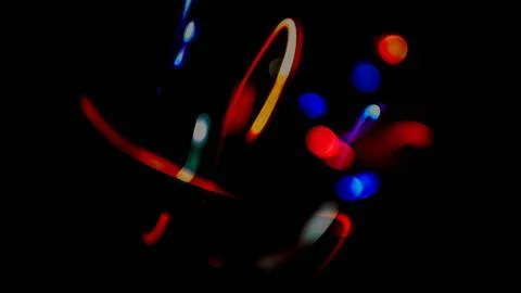 Abstract background, bokeh colored on a black background, graphic lines. Stock Illustration